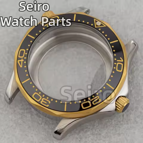 42mm Silver Gold Seamaster 300 NH35 Case 31mm Dial Hands Mens Watch Cases for Seiko Mod Automatic Me