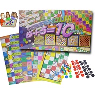 10 In 1 Compendium of Multiplayer Board Games (Draught / Aeroplane / Tarzan Boy / Sport Game) - 10 G