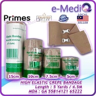 HIGH ELASTIC CREPE BANDAGE [PRIMES] (5CM / 7.5CM /10CM / 15CM x 4.5M) (Exp: Sep/2029)
