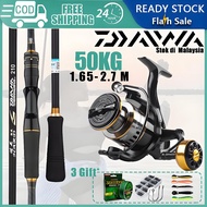 daiwa reel fishing rod set rod spinning reel set ultralight rod and reel joran pancing 1 set combo