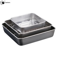 CAEIORE BBQ Tray, Bakeware Tools Rectangle Baking Pan,  304 Stainless Steel Non-stick Cooling Rack O