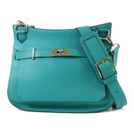 HERMES Clemence皮革Jypsiere 31銀扣肩背袋Bleu Paon