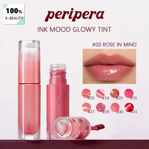 PERIPERA INK MOOD GLOWY TINT,Non-Sticky&Vivid Color,High-Shine Formula,Lightweight&Smudge-Proof,Kore