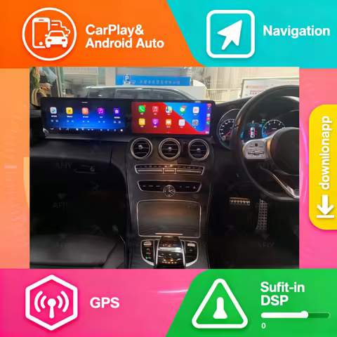 24.6 inch Dual Screen Android Carplay For Benz C GLC WC205 NTG 5.0 5.5 6.0 2016-2022 Navigation GPS 