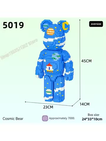 New Bearbrick Net Red DIY Love Violent Bear Building Blocks 78CM With Light MOC Decoration Bear Bric