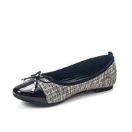 Christian Bale Bela Flatshoes Sepatu Wanita Sepatu Hitam Cewek Balet Women Shoes Motif Kanvas