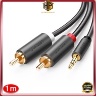 Ugreen 10772 - Cáp Audio 3.5mm ra 2 RCA - Dây loa hoa sen dài 1m chính hãng