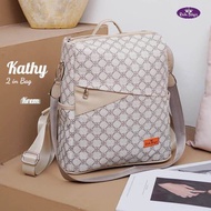 Kathy 2 in 1 bag By Ratu Bilqis Backpack/Ransel wanita motif terbaru bahan Thickes