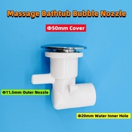 20mm Inner Water Hole Water Jet Nozzle 50mm Chrome Cover 11.5mm Air Jet Bubble Nozzle PVC Base Batht