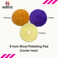 HIROTO 6 Inch Wool Polishing Pad (Center Hole) | Cutting | Polishing | Finishing