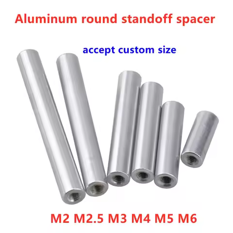 M2 M2.5 M3 M4 M5 M6 Threaded Round Aluminum Standoffs Spacer Column Extend Stud Long Nut length 6mm 