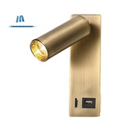 3W LED Wall Lamp Embedded and Rotatable Reading Light USB Focus Light for Bedroom Bedside Study 3000