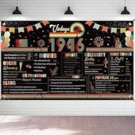 Refavor Vintage Large 80th Birthday Banner Backdrop, Back in 1946 80th Birthday Decorations for Men 