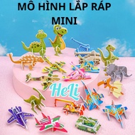 HK0172 COMBO 10 PIECES MINI 3D PAPER ASSEMBLY DINOSAUR THEME PLANE WARSHIP