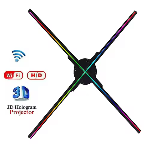 65CM 3D Holographic Advertising Machine 4 Leaf 576 LED Beads Diameter WIFI Holographic LED Fan Proje