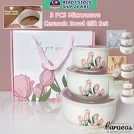 Bohemian Bowl Set Ceramic Bowl Giftbox Set Bowl With Lid Food Storage Container Set Mangkuk Keramik