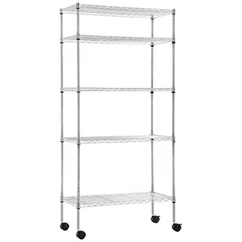 14"x30"x60" Storage Shelves Heavy Duty Shelving 5 Tier Layer Wire Shelving Unit with Wheels Metal Wi