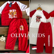MERAH August 17th suit for girls and boys aged 2-8 years, latest red and white independence children