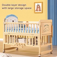 Baby Crib Solid Wood Crib Multifunctional Cradle Bed Wood Crib For Baby With Mosquito Mattress Net