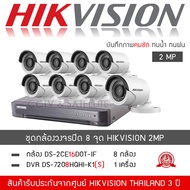 HIKVISION ชุดกล้องวงจรปิด 8 กล้อง 2MP รุ่น DS-2CE16D0T-IRF จำนวน 8 กล้อง  DVR DS-7208HQHI-K1(S) จำนว