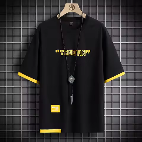 Hip Hop Loose Mens Streetwear T-shirts Casual Classic 2023 Summer Short Sleeves Black White Tshirt T