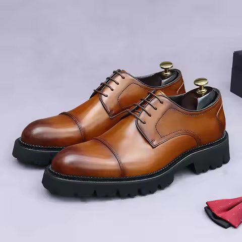 Thick-Soled Leather Shoes Men\'s Cowhide Business Shoes Men's Suits Heightening Men\'s Three-Joint C