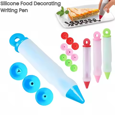 4pcs Silicone Food Writing Pen Cake Decorating Tools, Chocolate Cream Decorating Tools with 4 Heads 