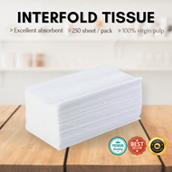 【250pcs】Interfold Hand Towel Tissue Paper Paper Towel Kitchen Towel Tissue Tisu Tuala Tangan 厨房纸巾 擦手