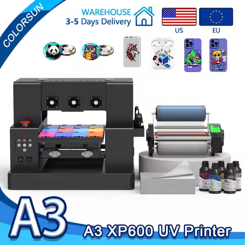 Colorsun UV Printer XP600/L805 UV Flatbed Printer Machine UV Sticker Impresora A4 A3 UV Printer For 