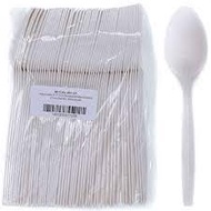 MTRADE Disposable 6.5 Inch Eco Biodegradable Spoons (Corn Starch) 50 Pcs