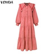 VONDA จีบชั้นปกตุ๊กตาผู้หญิงสไตล์ฝรั่งเศสชุดเดรสทรงเอชุดเดรสฟูฟ่องแนวตัดกันหวาน (สาเหตุเกาหลี) #2