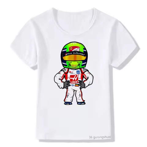 T-Shirt For Boys F1 Mini Drivers Series Cool Racing Drivers Graphic Print Boys Clothes Fashion Casua