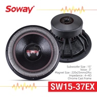 Soway SW15-37EX ลำโพงซับวูฟเฟอร์ Subwoofer  ขนาด 15 นิ้ว แม่เหล็ก  220x20mmx2Pcs  4+4Ω Voice: 3" Chrome Cast Frame จำนวน 1 ดอก