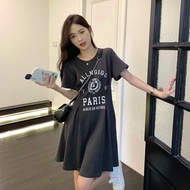 Large Womens 2023 Summer New Temperament Waist Wrapped Letter Dress Womens Simple Midskirt