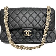 二手 CHANEL Matelasse Westminster 鏈條肩包，帶有序號封條，20 系列（約 2014 年），羊皮配人造珍珠，黑色配金色五金。