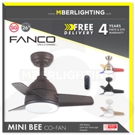 FANCO Mini Bee 26" DC Ceiling Fan with 3Tone 24W LED Light &amp; Remote [For Small Areas]