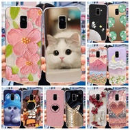 Samsung Galaxy A8 (2018) / A8+ (2018) Cute Flower Cat Printed Casing A 8 A8 Plus SM-A730F SM-A530F Soft Silicone TPU Phone Case