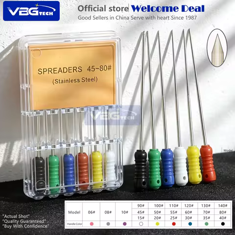 6Pcs/Box Dental Stainless Steel Finger Spreaders File Hand Root Cannal Endo K H Reamers Files Plugge