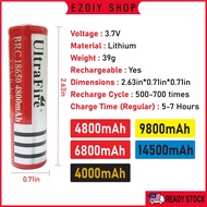 1pc UltraFire 3.7V 18650 Rechargeable Battery Batteries Li-ion Lithium