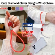 GANTUNGAN HangingTALI hp HandTALI Cute Diamond Clover Wrist Charm Clover Pedant Wrist Hand Strap