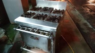 2二手 商業專業用六口西餐爐含烤箱/6孔三杯雞爐+烤箱 桶裝瓦斯80*90/100*H82/97