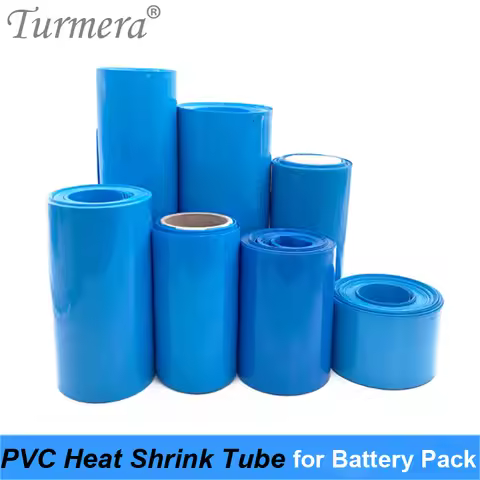 Turmera 30mm to 210mm Battery Wrap Blue Heat Shrinkable Tube PVC Shrink Tube for 18650 21700 32700 L