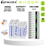 PALO 1.2V USB 12-slot charger NI-MH AA /AAA rechargeable battery door lock battery 3000mAh 1100mAh