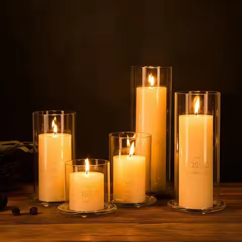 1pc Hurricane Candle Holder Sleeve,Clear Glass Cylinder Candleholder,Chimney Tube,Open Ended 8.5cmx1