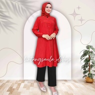 Tunik Polos Viscose Jumbo Merah Cabe