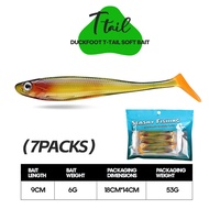 TAIYU 7 Pieces Set 9cm 6g Lure Soft Bait T Tail Soft Bait Duck Foot Fish PVC Soft Bait Simulation Lu