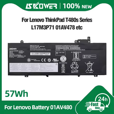 SKOWER 57Wh 01AV478 01AV479 01AV480 Laptop Battery for Lenovo ThinkPad T480s L17L3P71 L17M3P71 L17M3