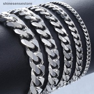 【Shines】 New Trendy Cuban Chain Men Bracelet Classic Stainless Steel 3/5/7/9mm Width Chain Bracelet 