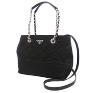 Prada bag 1BG740 2WAY shoulder tote bag Chain strap Tessuto Impuntu Quilted nylon black