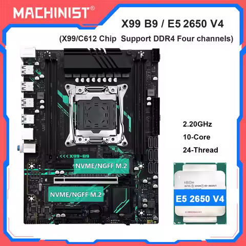 MACHINIST X99 B9 Motherboard kit Intel Xeon E5 2650 V4 CPU LGA 2011-3 Support DDR4 4-channel RAM C61